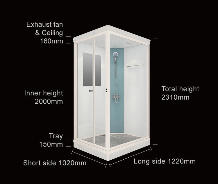 Building Waterproof Glass Wall Panels Hotel Faucet Shower Wall Mounted Cabin RV Modular Unit Steam Complete Prefab Bathroom Pod for Sale